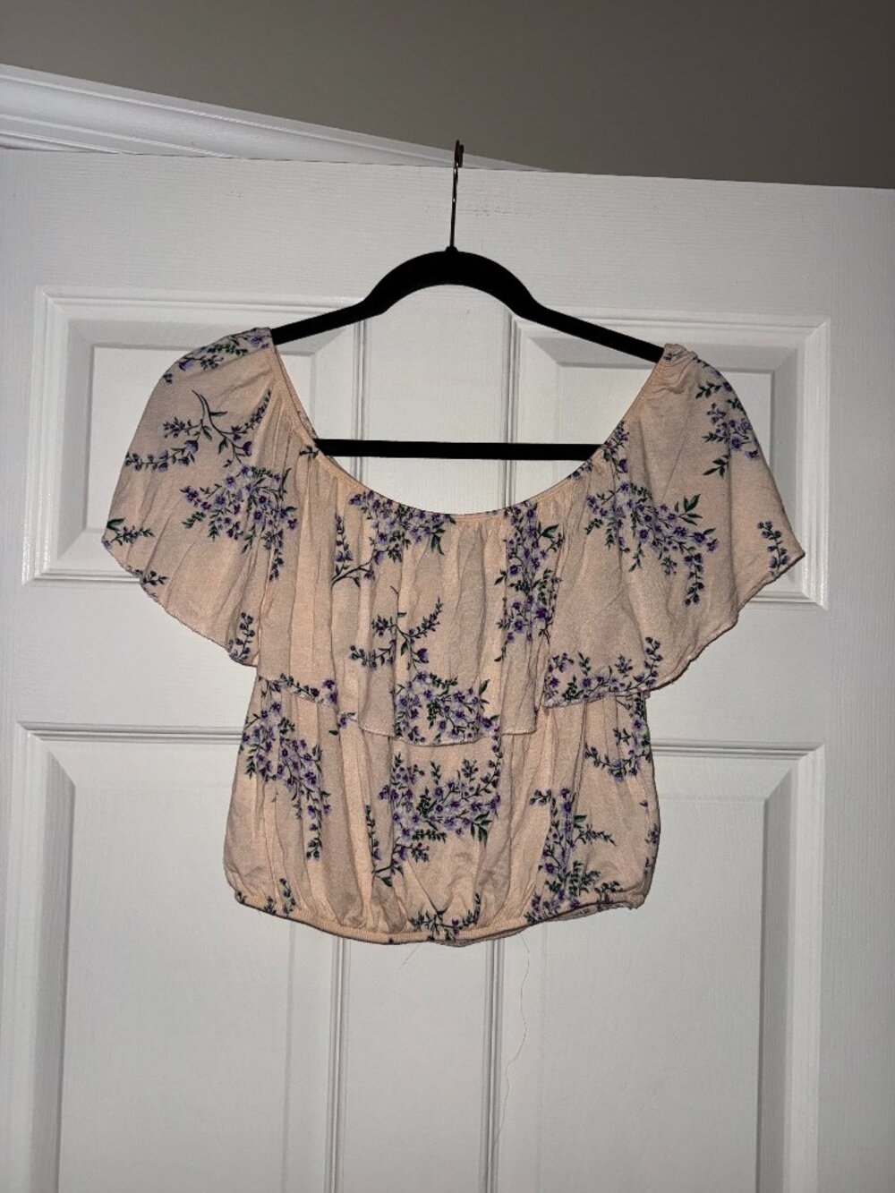 Off The Shoulder Pink Floral Top